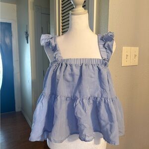 Altar'd State Sky Blue Ruffle Top
